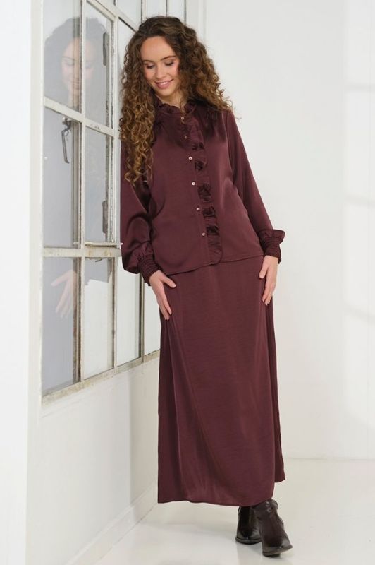 Prepair Gaya bluse I Fin bluse med flæsedetaljer i bordeaux