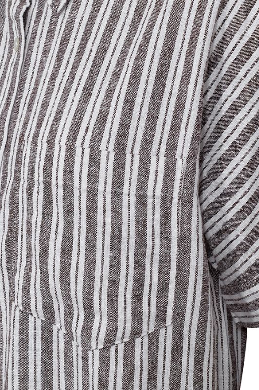 Freequent Lava shirt | Stribet højskjorte i brun