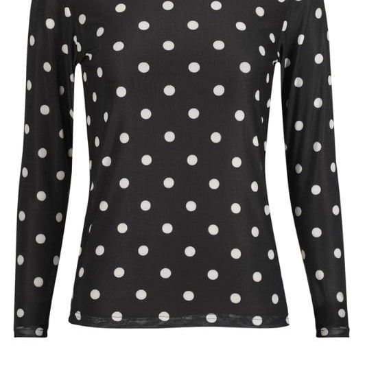 Liberté Mesh top I Sort med hvide prikker