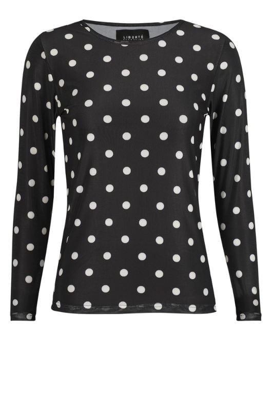 Liberté Mesh top I Sort med hvide prikker