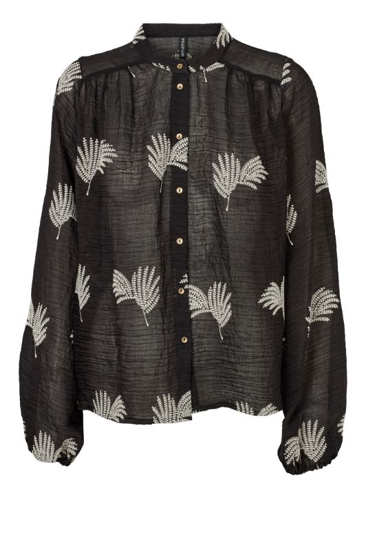 Prepair Estelle bluse I Broderet smuk bluse i sort og creme