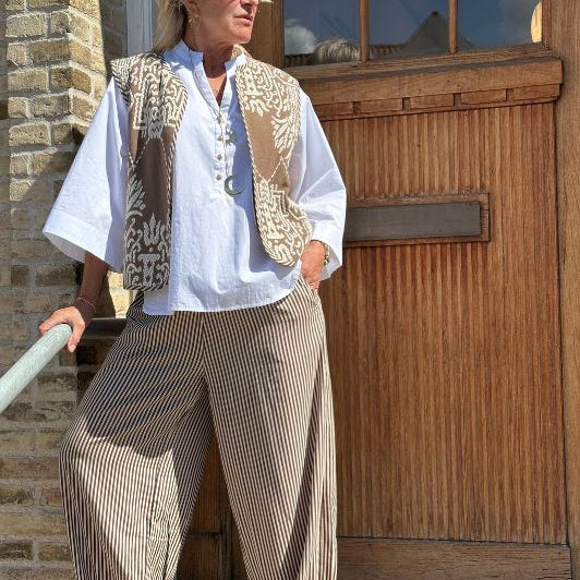 Gaspar Tropea balloon pant  | Stribet buks i brun