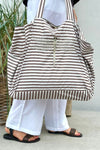 Gaspar Fiji tote bag stribet brun med broderi I Dresslab