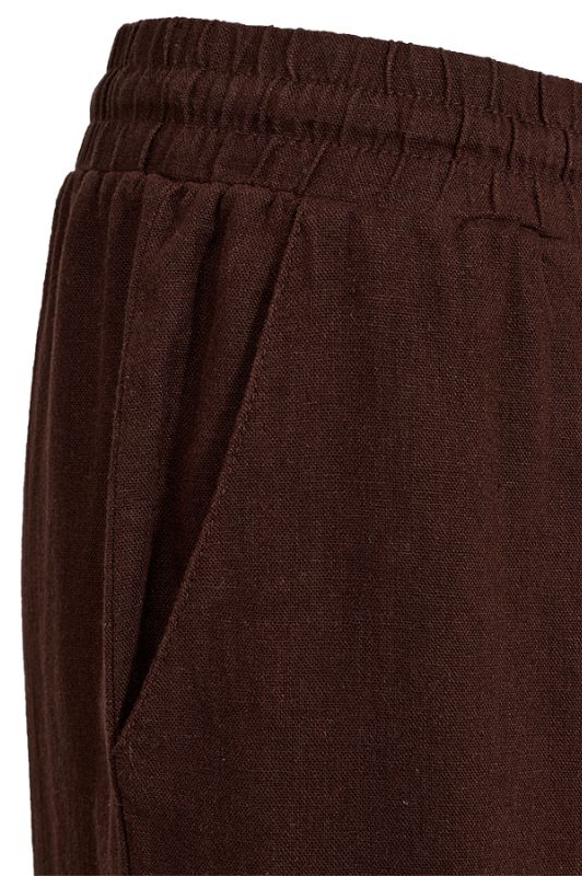 Freequent Lava ankle pant | Brune ankelbukser i hør I Dresslab