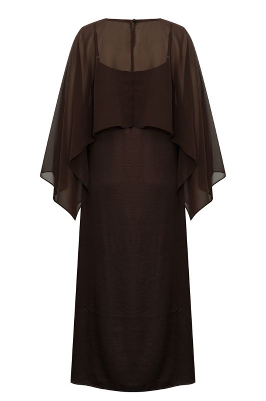 A-View Flow dress I Brun festkjole med chiffon slag