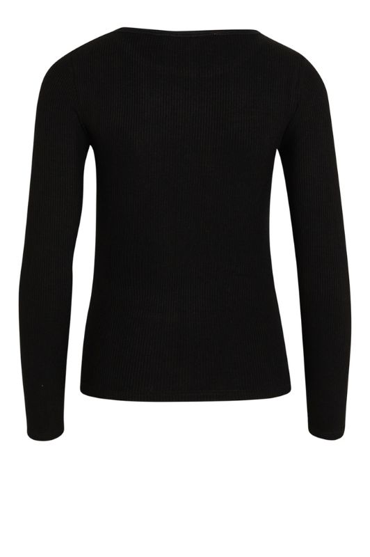 La Rouge Lisa langærmet ribtop med rund hals i sort | DressLab