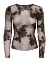 JDY Casablanca brun meshbluse med broderi
