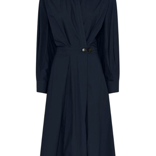 La Rouge Pia poplin kjole i navy