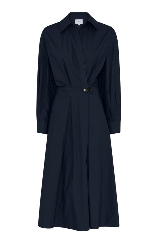 La Rouge Pia poplin kjole i navy