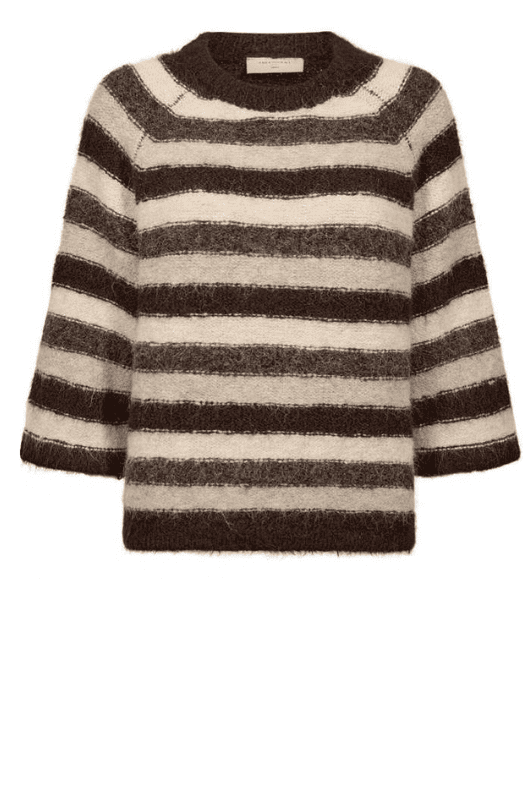 Freequent Lulu stribet strik pulli i brune toner