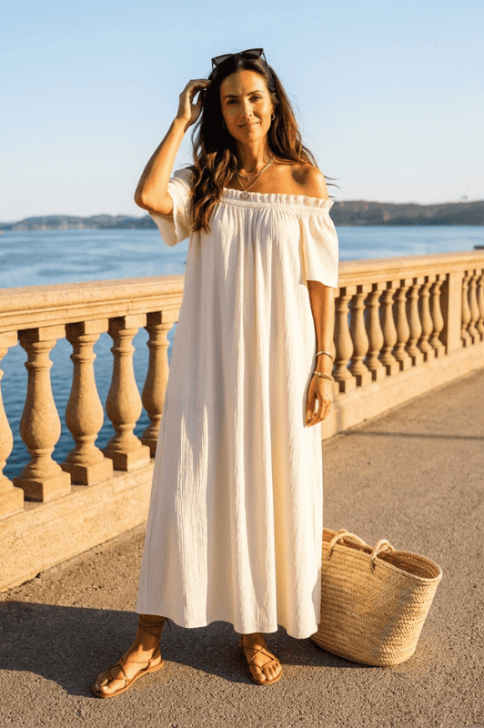 Prepair Nanna dress | Sommerkjole i creme med carmenlook I Dresslab
