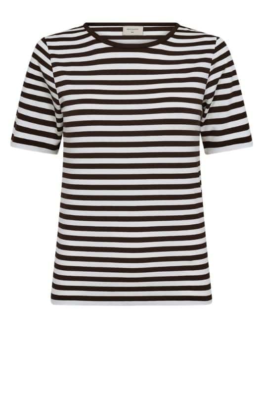 Freequent Liana t-shirt I Strib brun hvid