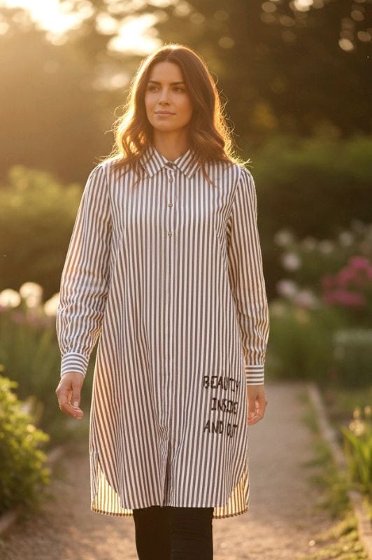 Ofelia Hazel stribet tunika med broderi I Dresslab