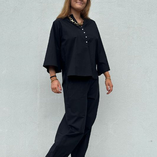 PRE ORDER Gaspar Mumbai  I Cool poplin bluse i sort I Dresslab