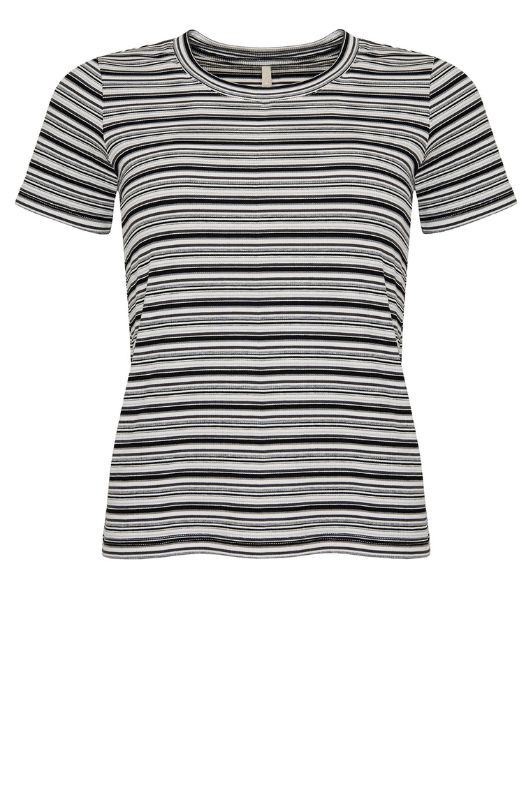 Ofelia Simona t-shirt | Ribbet stribet t-shirt i sort hvid I Dresslab