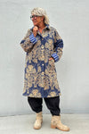 PRE ORDER Gaspar Bruxelles winter coat I Frakke i marineblå jaquard