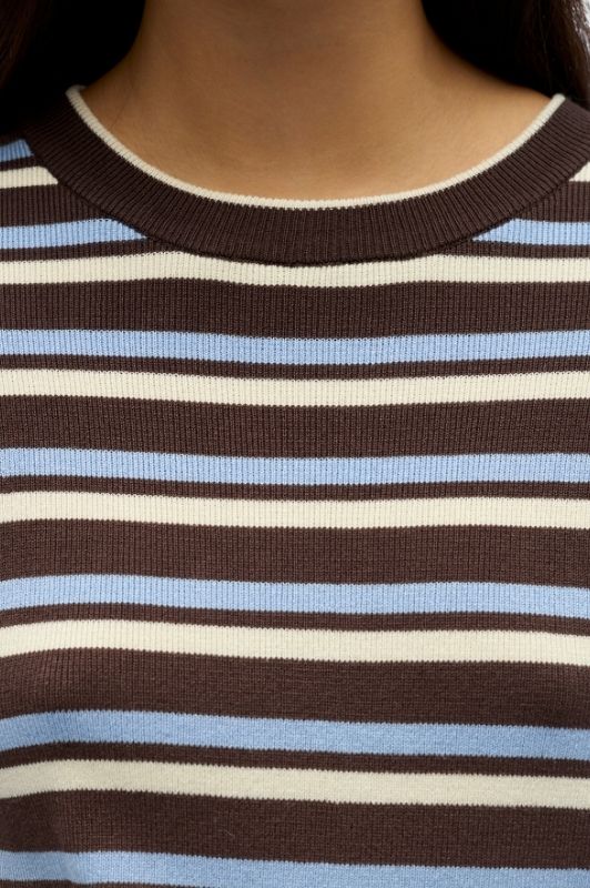 Object Ester pullover I Strikbluse i brun med striber