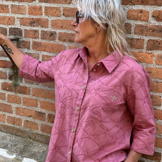 Gaspar Vigo broderie anglaise skjorte i rose pepper I Dresslab