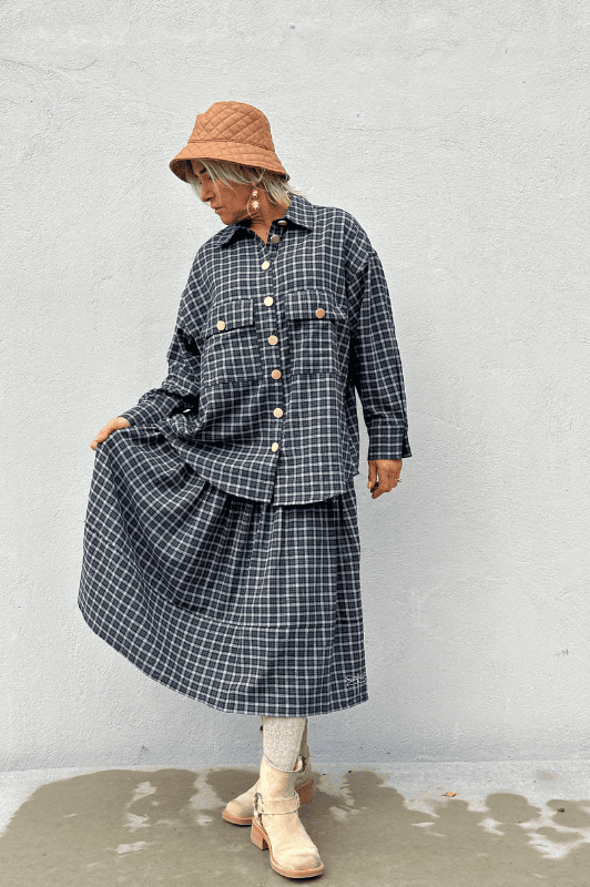 PRE ORDER Gaspar Vienna check nederdel sort tern