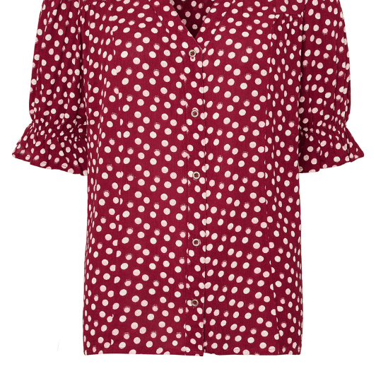 Ofelia Lou shirt I Bordeaux skjorte med creme prikker