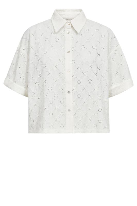 Freequent Mirna bluse I Pointelle skjorte i hvid I Dresslab