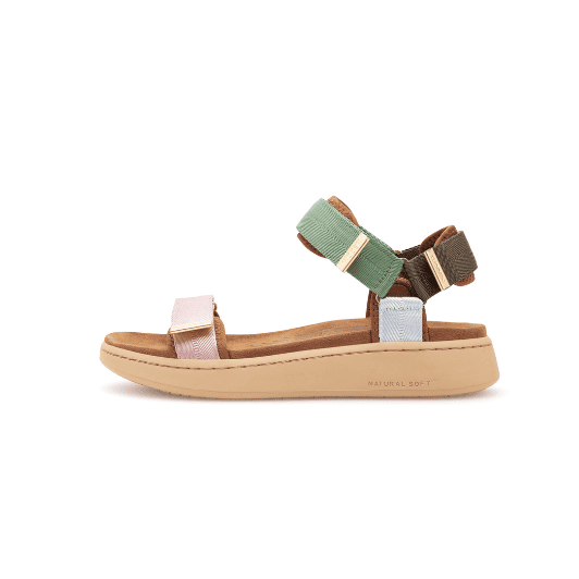 Woden Line sandal | Damesandal i algae multi med Natural Soft sål
