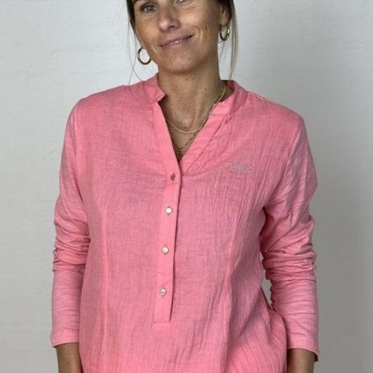 Gaspar Palermo shirt I Koral bluse i blødt bomuld