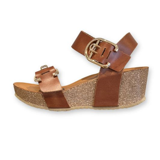 Copenhagen Shoes Luca sandal I Brun skindsandal med kilehæl