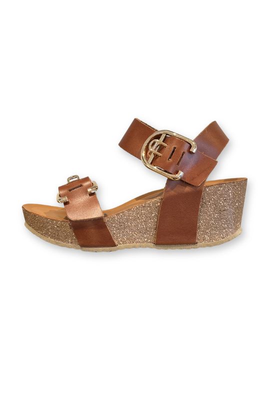 Copenhagen Shoes Luca sandal I Brun skindsandal med kilehæl