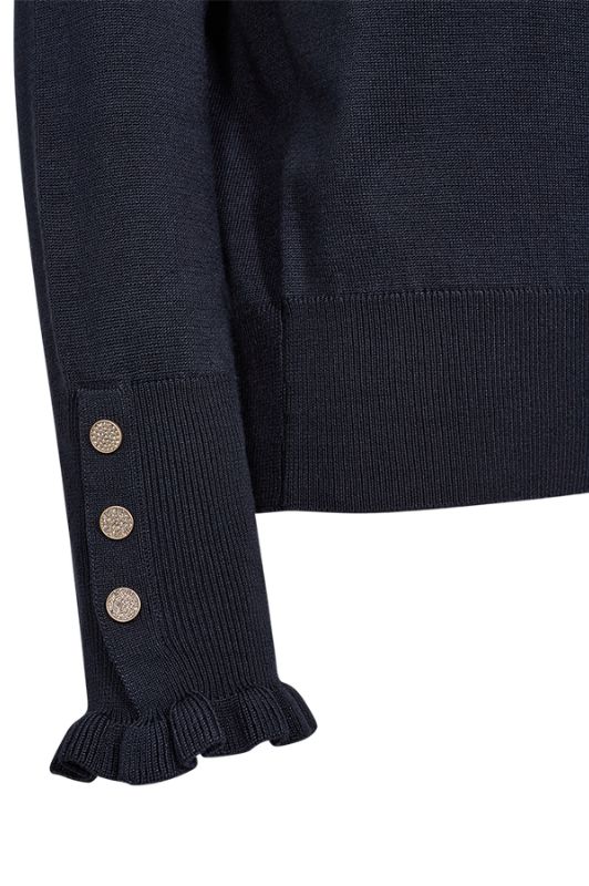 FreeQuent Katie pullover | Navy strik med similiknapper