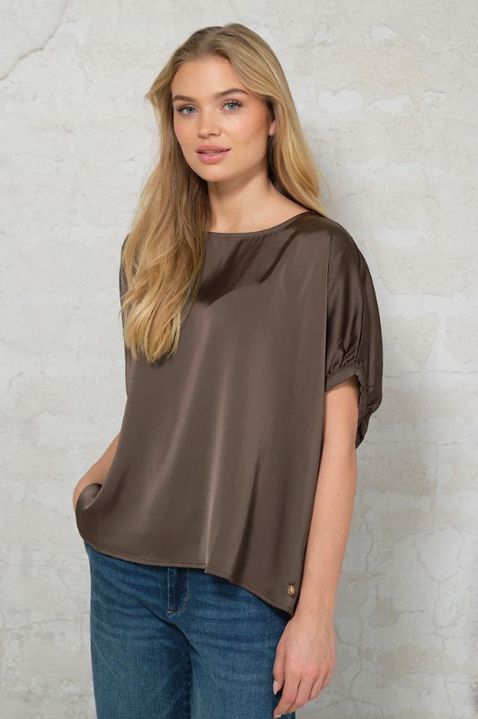 Prepair Emily festbluse i brun satin