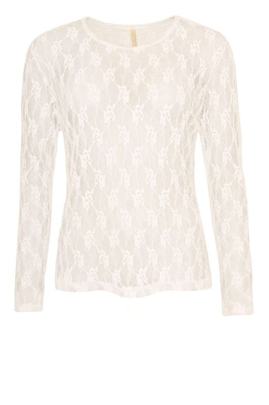 Ofelia Glira bluse | Hvid meshbluse i blonde look