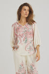Luxzuz Violetta bluse I Creme viskose top med paisleyprint