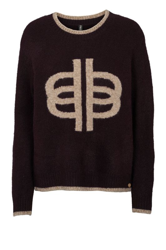 Prepair Babara Knit | Striktrøje i bordeaux med logo