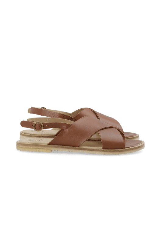 Cashott Casgitta Cross skind sandal I Cognacfarvet