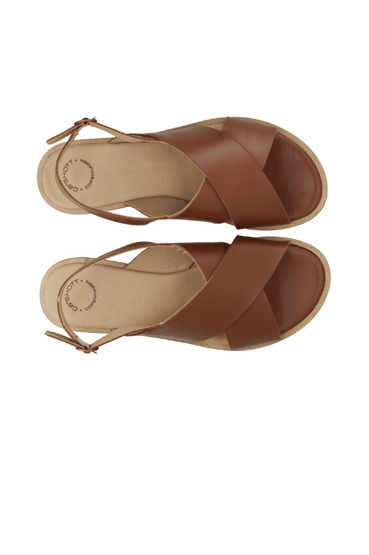 Cashott Casgitta Cross skind sandal I Cognacfarvet