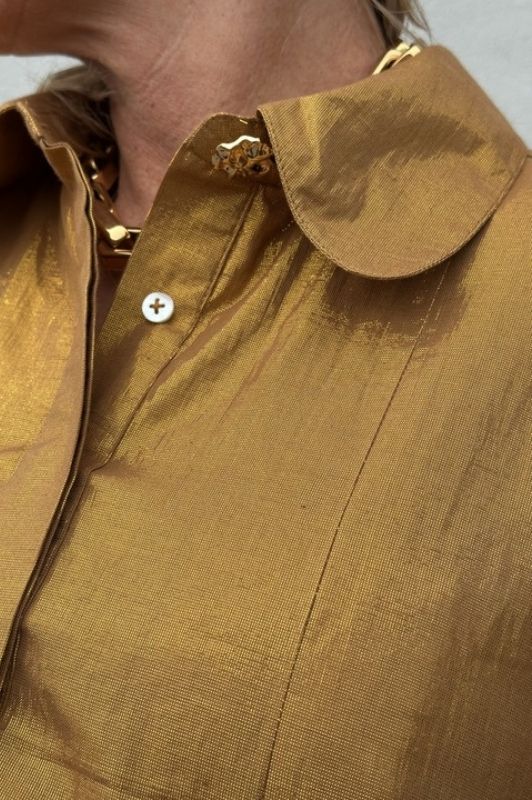 Gaspar Bombay dress | Festkjole i cognac guldlook I Dresslab