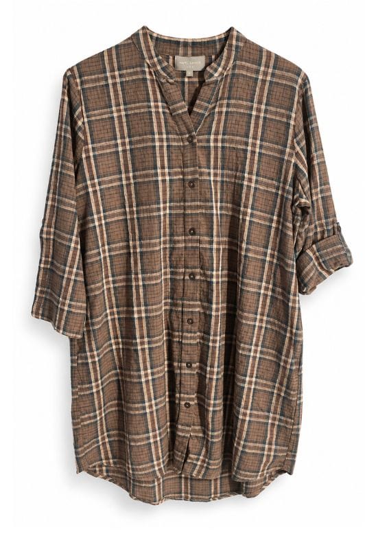 Marc Lauge Maggie tunic I Mørkebrun ternet tunika
