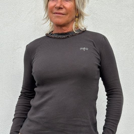 Gaspar Fresno ribbluse i mørkebrun