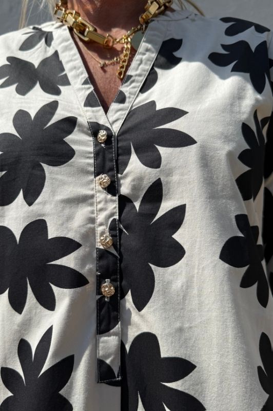 PRE ORDER Gaspar Loule big flower printet kjole i sort