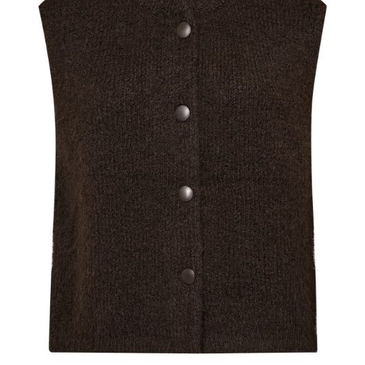 Freequent Lulu vest | Strikket vest i mørkebrun