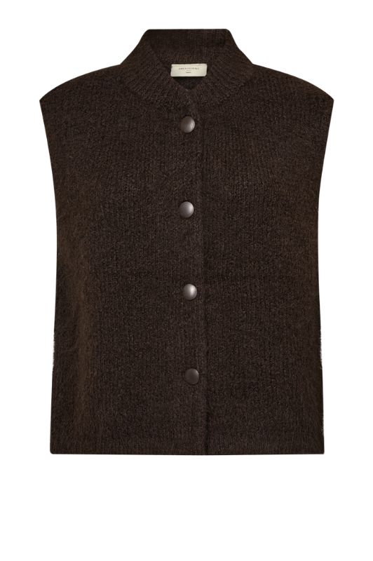 Freequent Lulu vest | Strikket vest i mørkebrun