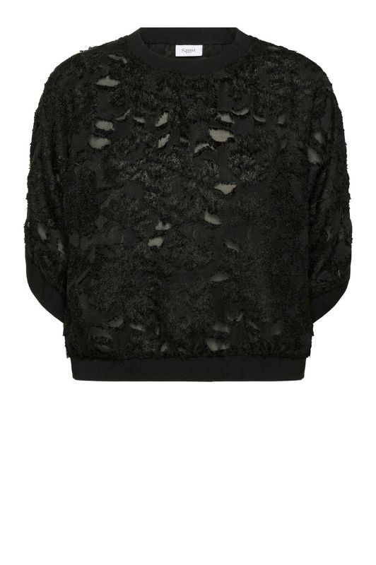 Saint Tropez Miah bluse | Sort bluse med cool struktur