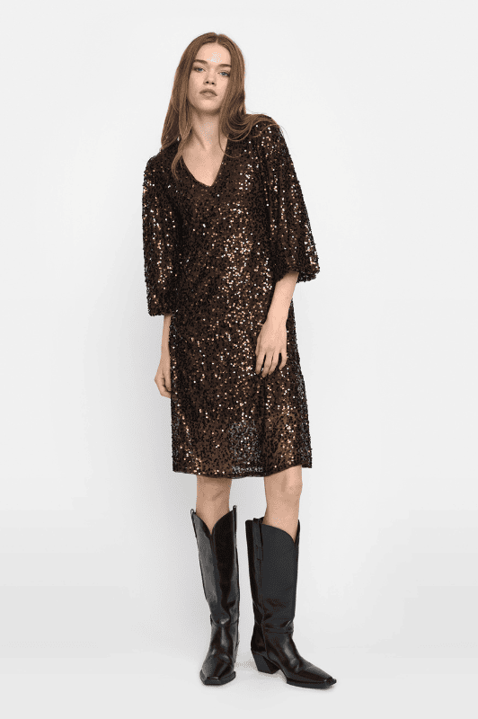 Soft Rebels Audrey Dress | Festlig kjole med pailletter i brun