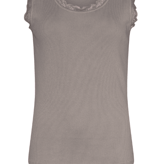 Moondust lace rib top fango med blonde