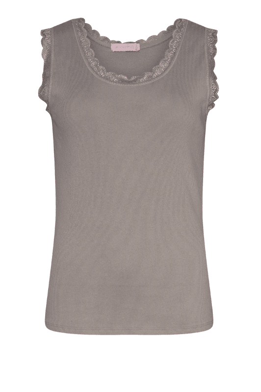 Moondust lace rib top fango med blonde
