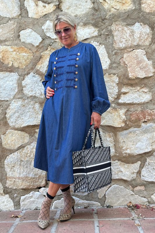 PRE ORDER  Luna zip denimkjole | Cool jeanskjole med guldsmed