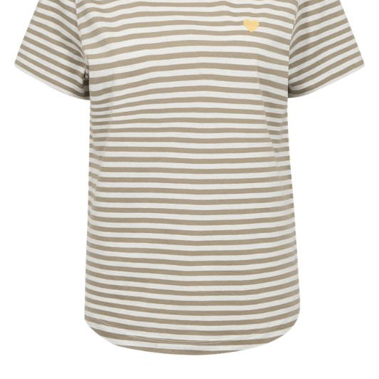 FreeQuent Mian t-shirt | Sand og hvidstribet sommer tee I Dresslab