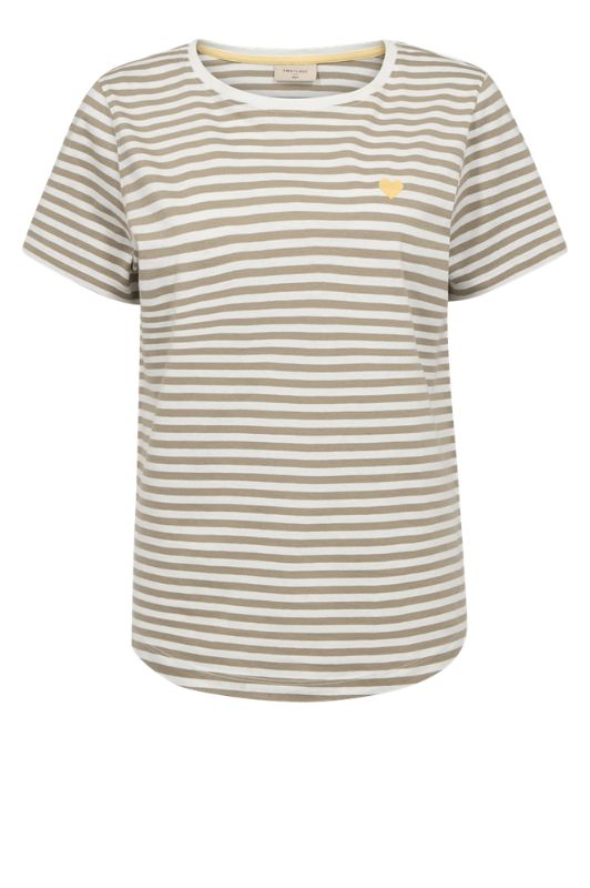 FreeQuent Mian t-shirt | Sand og hvidstribet sommer tee I Dresslab