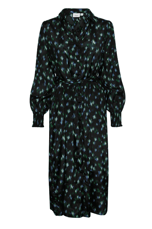 Saint Tropez Tama dress | Sort kjole med grønt og blå print
